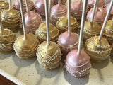 Pink and Gold Shimmery CAKE POPS (1 Dozen) cakepops, wedding, birthday