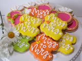 ENGAGEMENT, SHOWER, Bridal/ wedding COOKIES  vibrant bold colours royal icing DECORATED -COOKIES