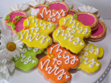 ENGAGEMENT, SHOWER, Bridal/ wedding COOKIES  vibrant bold colours royal icing DECORATED -COOKIES