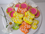 ENGAGEMENT, SHOWER, Bridal/ wedding COOKIES  vibrant bold colours royal icing DECORATED -COOKIES