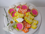 ENGAGEMENT, SHOWER, Bridal/ wedding COOKIES  vibrant bold colours royal icing DECORATED -COOKIES