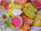 ENGAGEMENT, SHOWER, Bridal/ wedding COOKIES  vibrant bold colours royal icing DECORATED -COOKIES