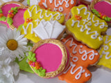 ENGAGEMENT, SHOWER, Bridal/ wedding COOKIES  vibrant bold colours royal icing DECORATED -COOKIES