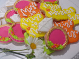 ENGAGEMENT, SHOWER, Bridal/ wedding COOKIES  vibrant bold colours royal icing DECORATED -COOKIES