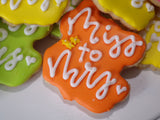 ENGAGEMENT, SHOWER, Bridal/ wedding COOKIES  vibrant bold colours royal icing DECORATED -COOKIES