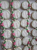 Engagement Bridal/ wedding floral wreath COOKIES  royal icing DECORATED -custom COOKIES