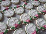 Engagement Bridal/ wedding floral wreath COOKIES  royal icing DECORATED -custom COOKIES