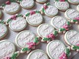 Engagement Bridal/ wedding floral wreath COOKIES  royal icing DECORATED -custom COOKIES