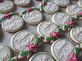 Engagement Bridal/ wedding floral wreath COOKIES  royal icing DECORATED -custom COOKIES