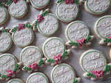 Engagement Bridal/ wedding floral wreath COOKIES  royal icing DECORATED -custom COOKIES