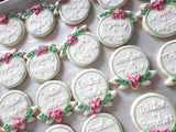 Engagement Bridal/ wedding floral wreath COOKIES  royal icing DECORATED -custom COOKIES