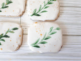COOKIES with Leaf design, ENGAGEMENT, SHOWER, Bridal/ wedding COOKIES  vibrant bold colours royal icing DECORATED -COOKIES