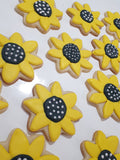 SUNFLOWER COOKIES  vibrant bold colours royal icing DECORATED -COOKIES