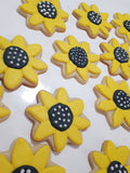 SUNFLOWER COOKIES  vibrant bold colours royal icing DECORATED -COOKIES