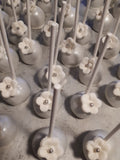 50 CAKEPOPS, wedding silver with gumpaste flowers CAKEPOPS, shipping included, 50 formal wedding cake pops for bulk order, black tie event,restaurants food service industry.