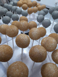 100 CAKEPOPS, silver or gold wedding bulk order CAKE POPS, shipping included,100 wedding cake pops for bulk order, restaurants food service industry.