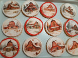 Cookies, Winter Barn cookies  themed edible Image COOKIES (any image/ logo) royal icing DECORATED -COOKIES, 1 dozen cookies, Barn cookies, Snowy Church cookies, yesteryear cookies