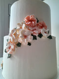 WEDDING CAKE 2 tier classic buttercream wedding cakes, peach coloured floral design elegant simple, 8 and 10 inch round tiers
