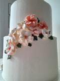 WEDDING CAKE 2 tier classic buttercream wedding cakes, peach coloured floral design elegant simple, 8 and 10 inch round tiers