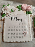 Custom bachelorette themed wedding sugar cookies, bridal cookies, decorated sugar cookies, green pink and white decorated cookies with gold details