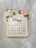 Custom bachelorette themed wedding sugar cookies, bridal cookies, decorated sugar cookies, green pink and white decorated cookies with gold details