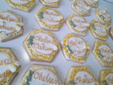 Custom Bee themed engagement 1 dozen COOKIES royal icing DECORATED Engagement bridal wedding COOKIES