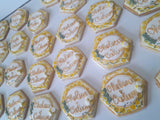 Custom Bee themed engagement 1 dozen COOKIES royal icing DECORATED Engagement bridal wedding COOKIES