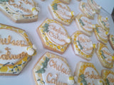 Custom Bee themed engagement 1 dozen COOKIES royal icing DECORATED Engagement bridal wedding COOKIES