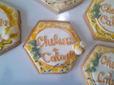 Custom Bee themed engagement 1 dozen COOKIES royal icing DECORATED Engagement bridal wedding COOKIES