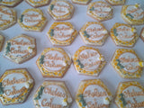 Custom Bee themed engagement 1 dozen COOKIES royal icing DECORATED Engagement bridal wedding COOKIES