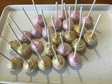 Pink and Gold Shimmery CAKE POPS (1 Dozen) cakepops, wedding, birthday