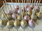 Pink and Gold Shimmery CAKE POPS (1 Dozen) cakepops, wedding, birthday