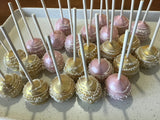 Pink and Gold Shimmery CAKE POPS (1 Dozen) cakepops, wedding, birthday