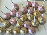 Pink and Gold Shimmery CAKE POPS (1 Dozen) cakepops, wedding, birthday