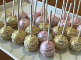 Pink and Gold Shimmery CAKE POPS (1 Dozen) cakepops, wedding, birthday