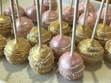 Pink and Gold Shimmery CAKE POPS (1 Dozen) cakepops, wedding, birthday