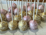 Pink and Gold Shimmery CAKE POPS (1 Dozen) cakepops, wedding, birthday