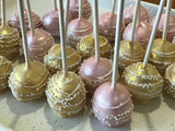 Pink and Gold Shimmery CAKE POPS (1 Dozen) cakepops, wedding, birthday