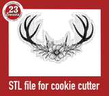 COOKIE CUTTER STL file, Antlers with florals STL Cookie cutter file, instant download