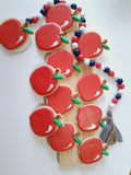 Teacher Appreciation cookies, simple APPLE themed COOKIES  vibrant bold colours royal icing DECORATED -COOKIES