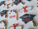 Graduation cookies Grad cookies, vibrant bold colours royal icing Graduation Grad cookies DECORATED -COOKIES