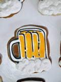 Cookies, BEER MUG COOKIES,  BIRTHDAY COOKIES  royal icing DECORATED -COOKIES 1 dozen, dirty thirty cookies