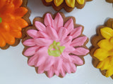 COOKIES, Gerbera flowers cookies, 1 dozen custom cookies , COOKIES  royal icing DECORATED COOKIES
