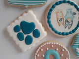 COOKIES, blue dog cookies, 1 dozen custom cookies , COOKIES  royal icing DECORATED COOKIES