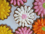 COOKIES, Gerbera flowers cookies, 1 dozen custom cookies , COOKIES  royal icing DECORATED COOKIES