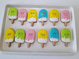 COOKIES, POPSICLE themed cookies, 1 dozen custom cookies , COOKIES  royal icing DECORATED COOKIES