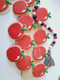 Teacher Appreciation cookies, simple APPLE themed COOKIES  vibrant bold colours royal icing DECORATED -COOKIES