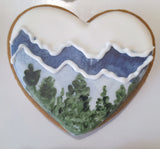 COOKIES, heart with mountainscape, 1 dozen custom cookies , COOKIES  royal icing DECORATED COOKIES