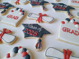 Graduation cookies Grad cookies, vibrant bold colours royal icing Graduation Grad cookies DECORATED -COOKIES