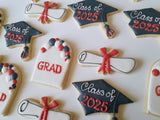 Graduation cookies Grad cookies, vibrant bold colours royal icing Graduation Grad cookies DECORATED -COOKIES
